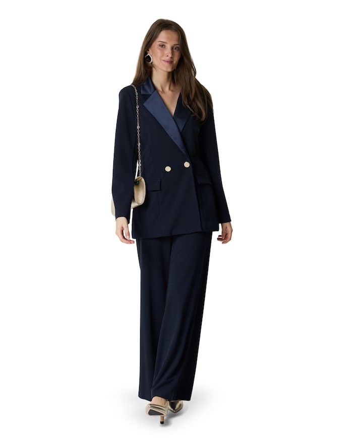 Knit dames broek blauw