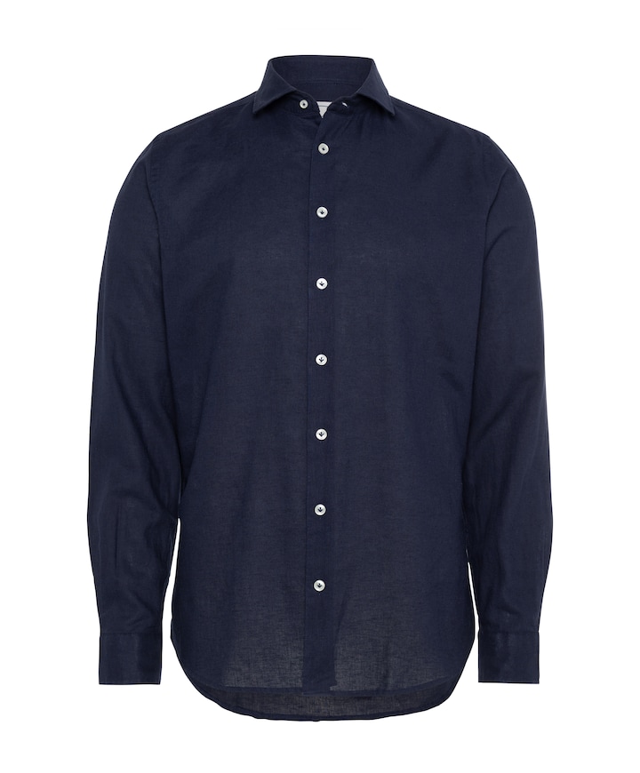 Heren overhemd lange mouw blauw