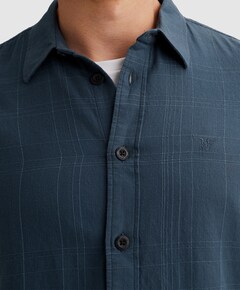 Heren overhemd korte mouw blauw