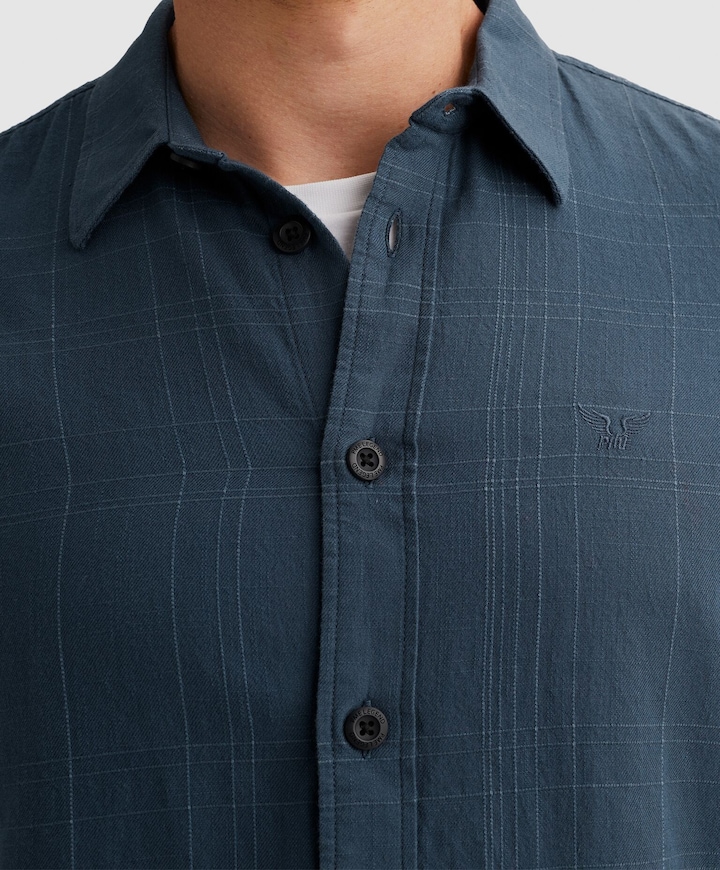 Heren overhemd korte mouw blauw