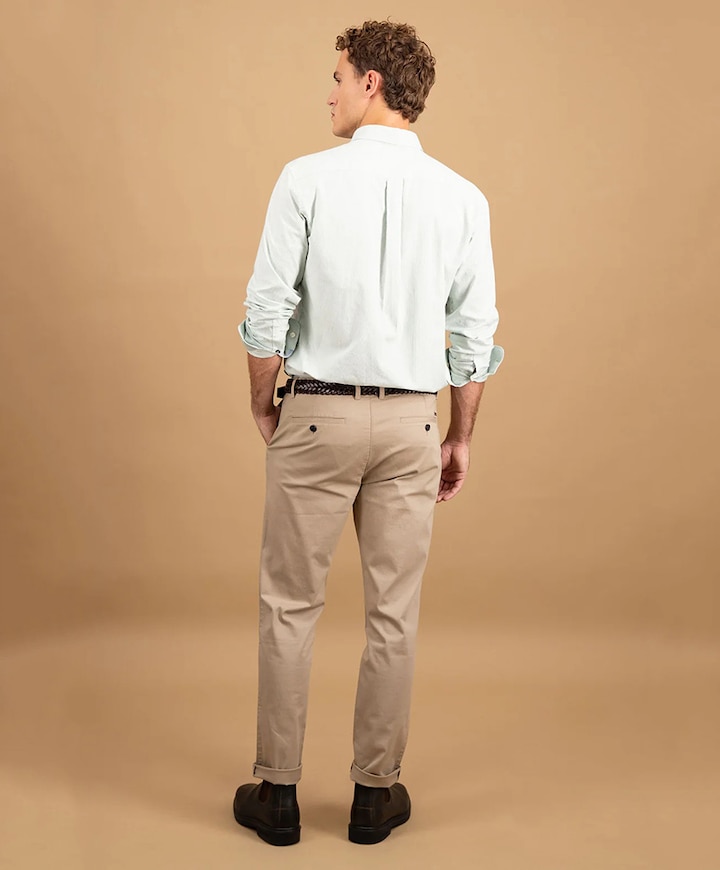 Heren overhemd lange mouw groen