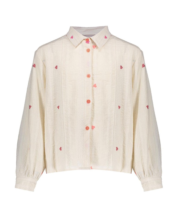 Meisjes blouse lange mouw ecru