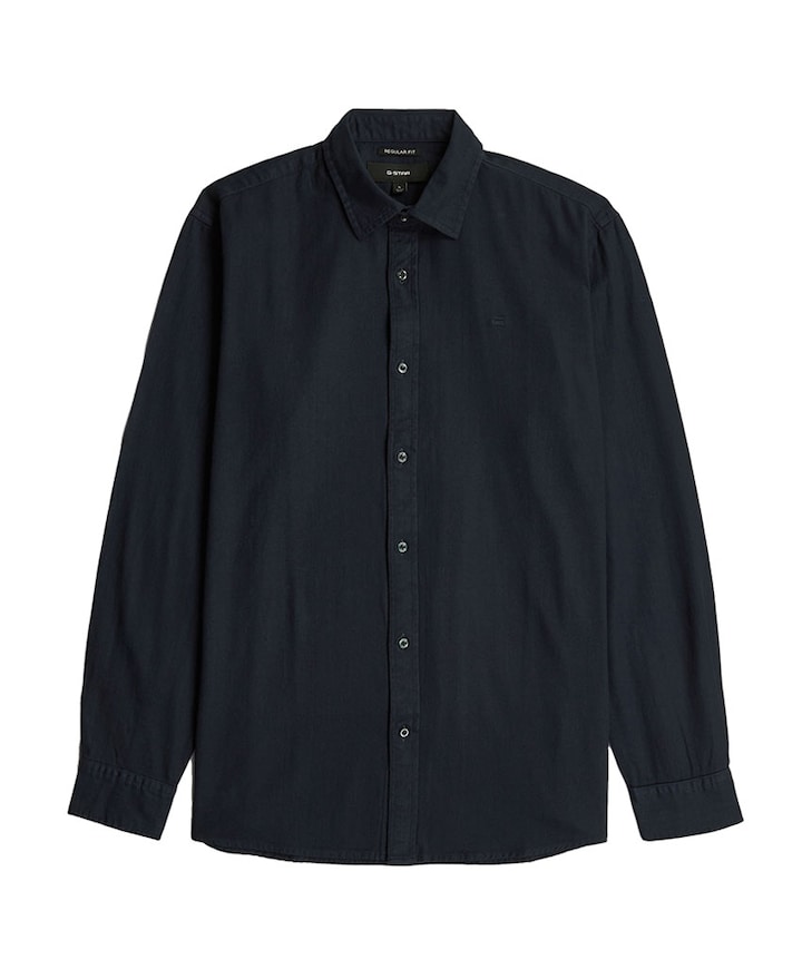 Heren overhemd lange mouw blauw