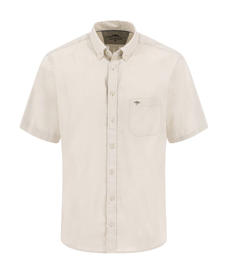Heren overhemd korte mouw beige
