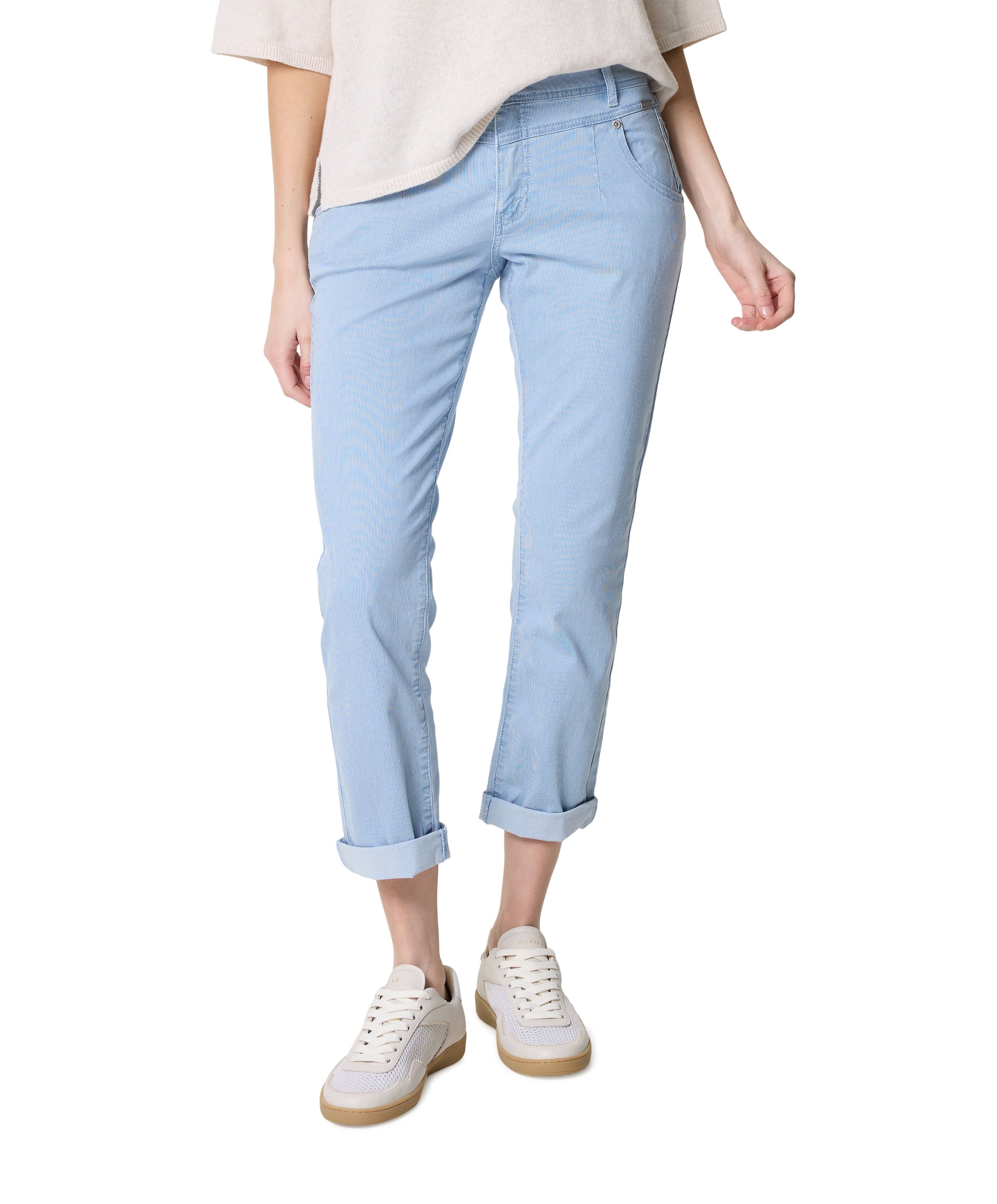 Jani Fancy Chambray dames broek blauw