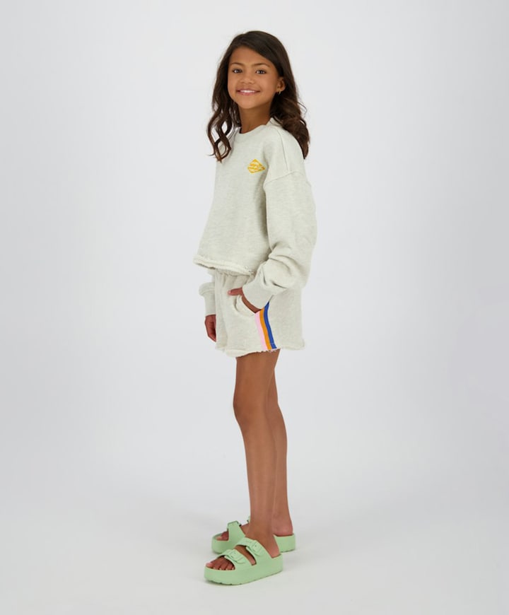 Icon-sweat tape meisjes korte broek ecru