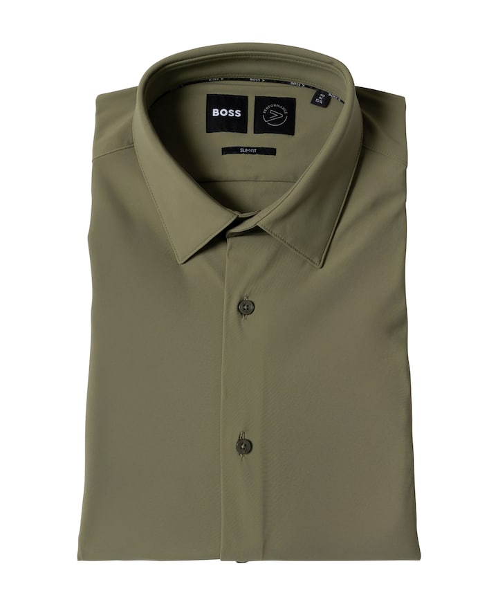 Heren overhemd lange mouw groen