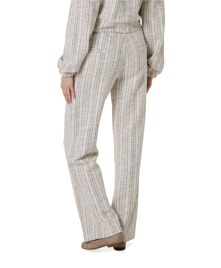 Wide leg jacquard dames broek beige