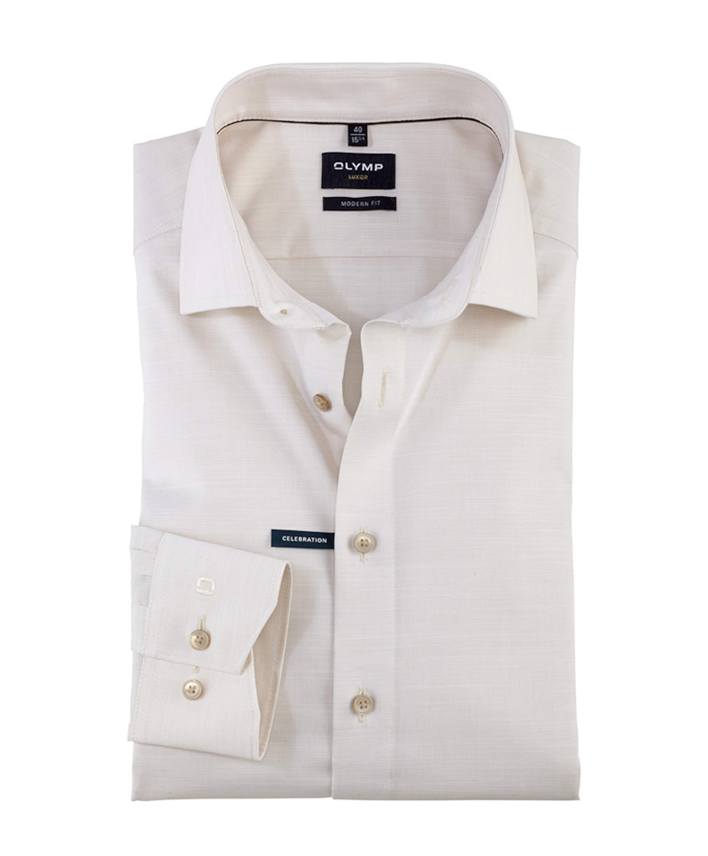 Heren overhemd lange mouw beige