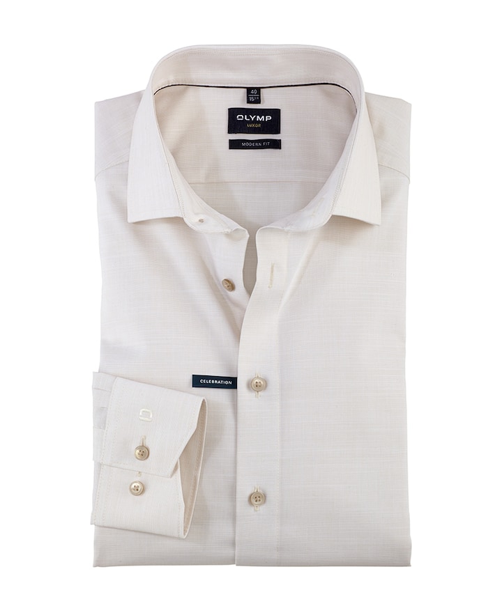 Heren overhemd lange mouw beige