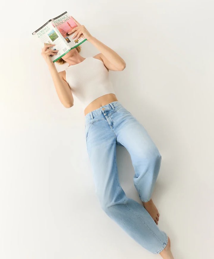 wide leg dames jeans blauw