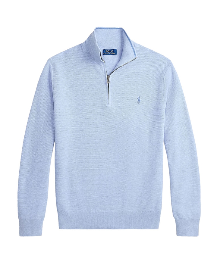Heren trui met rits blauw