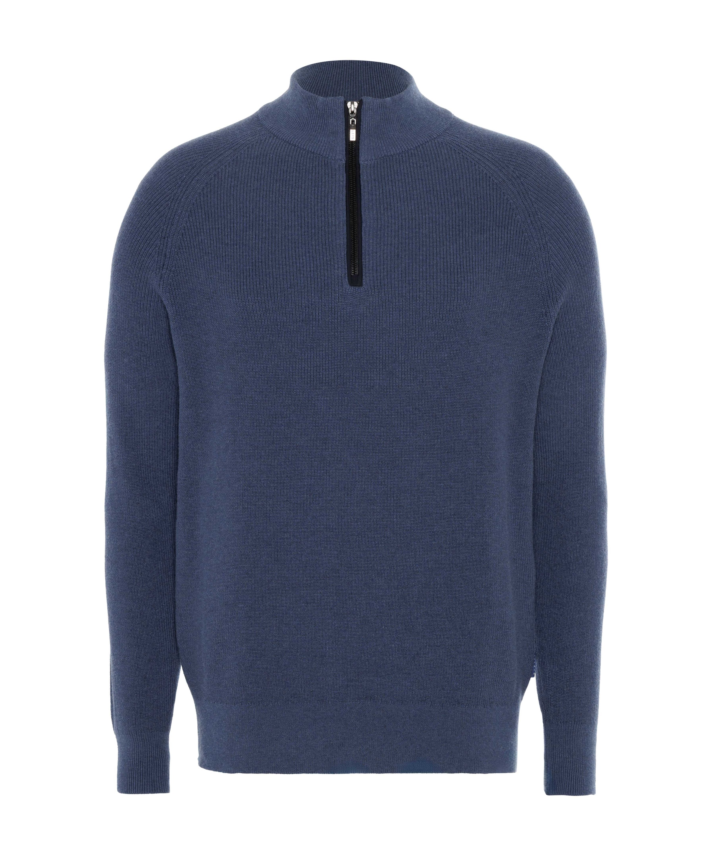 Heren trui met rits blauw