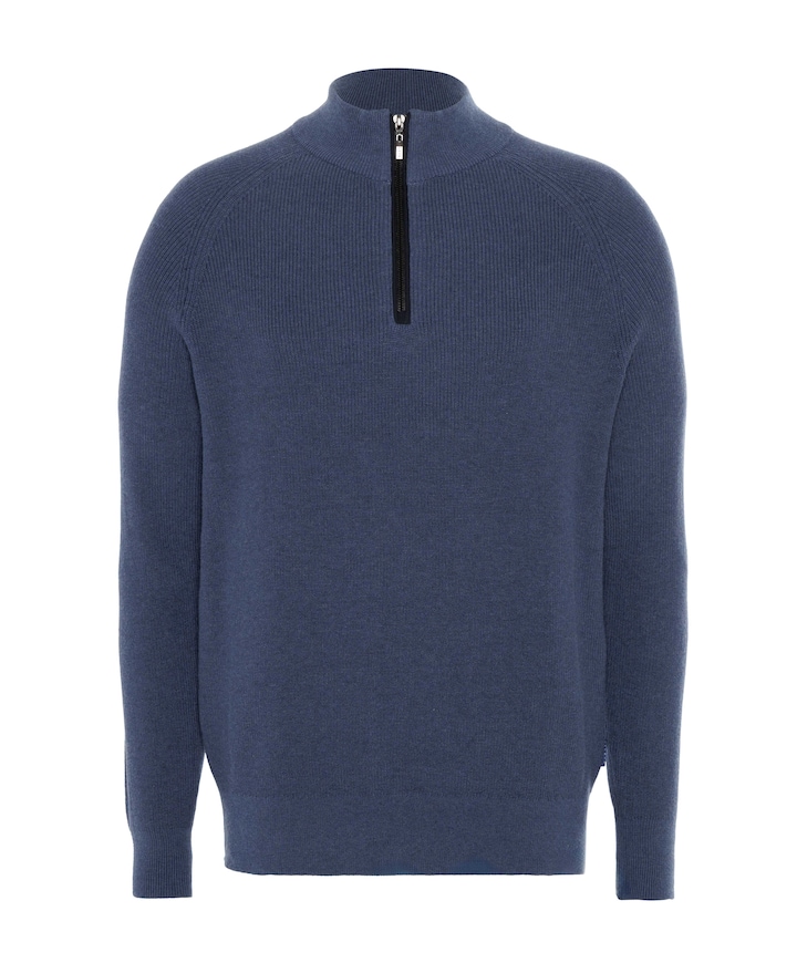 Heren trui met rits blauw