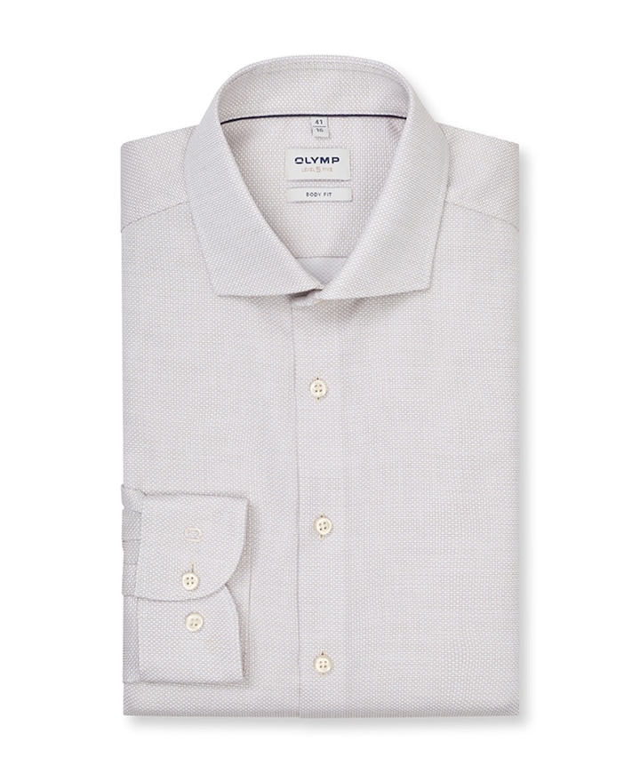 Heren overhemd lange mouw beige