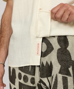 Heren overhemd korte mouw ecru