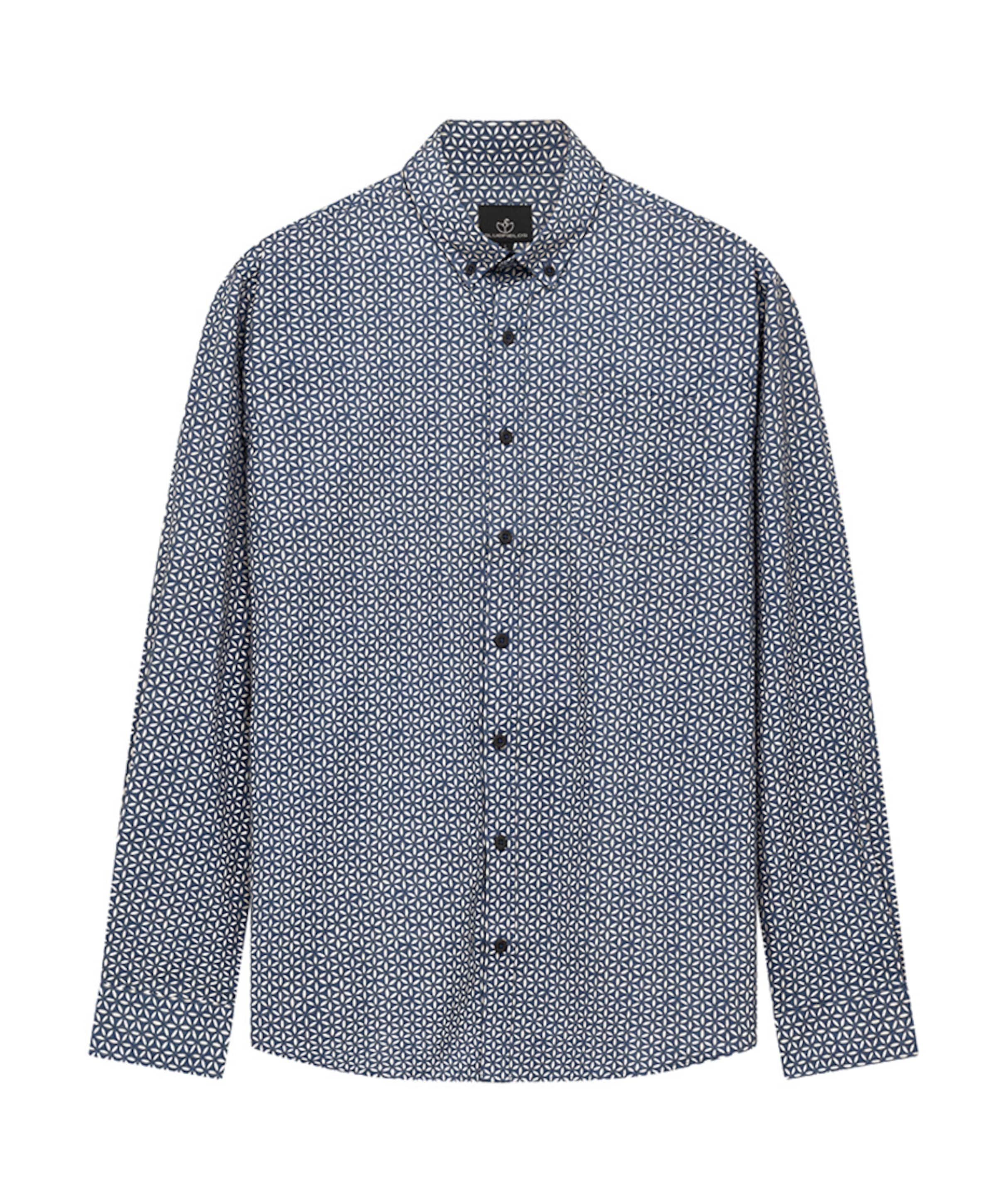 Heren overhemd lange mouw blauw