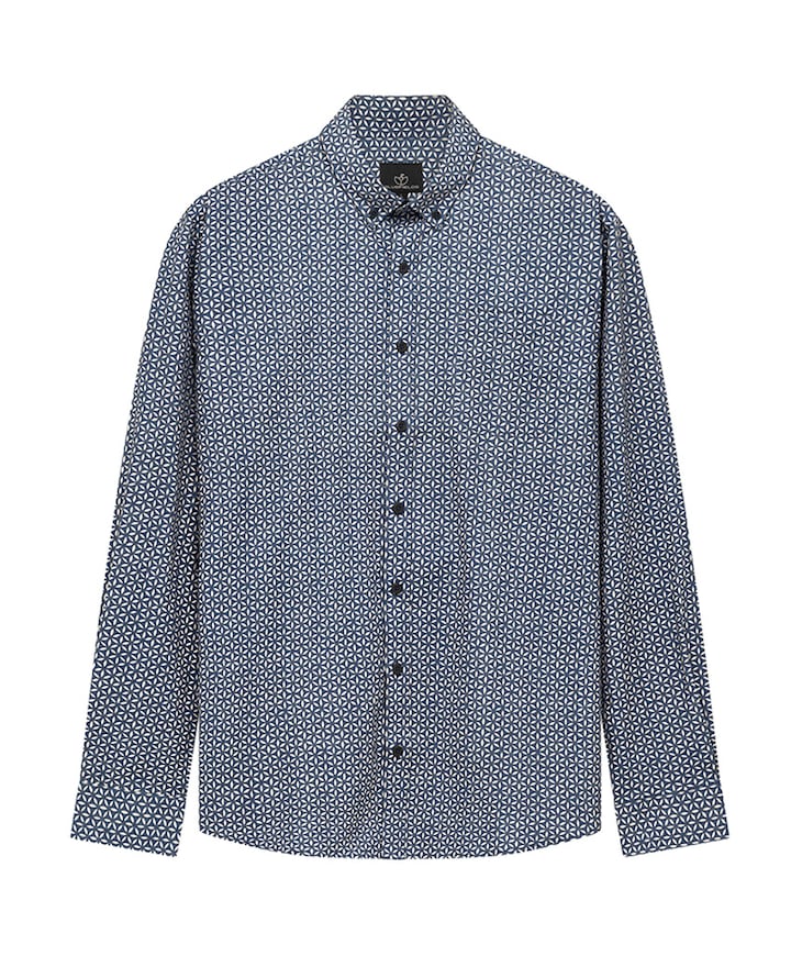 Heren overhemd lange mouw blauw