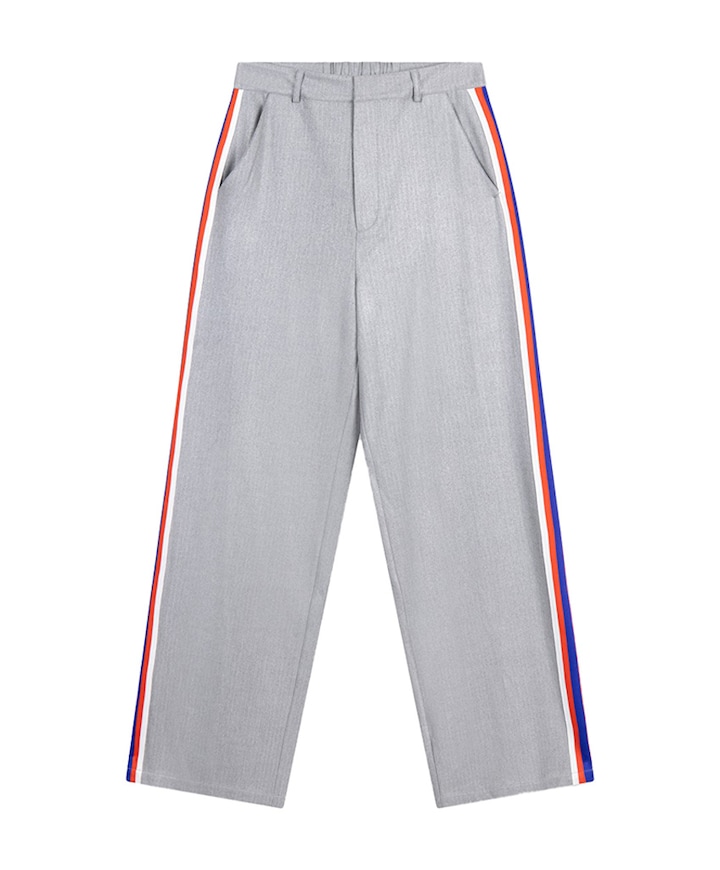 COATED HERRINGBONE broek grijs