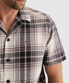 Heren overhemd korte mouw paars