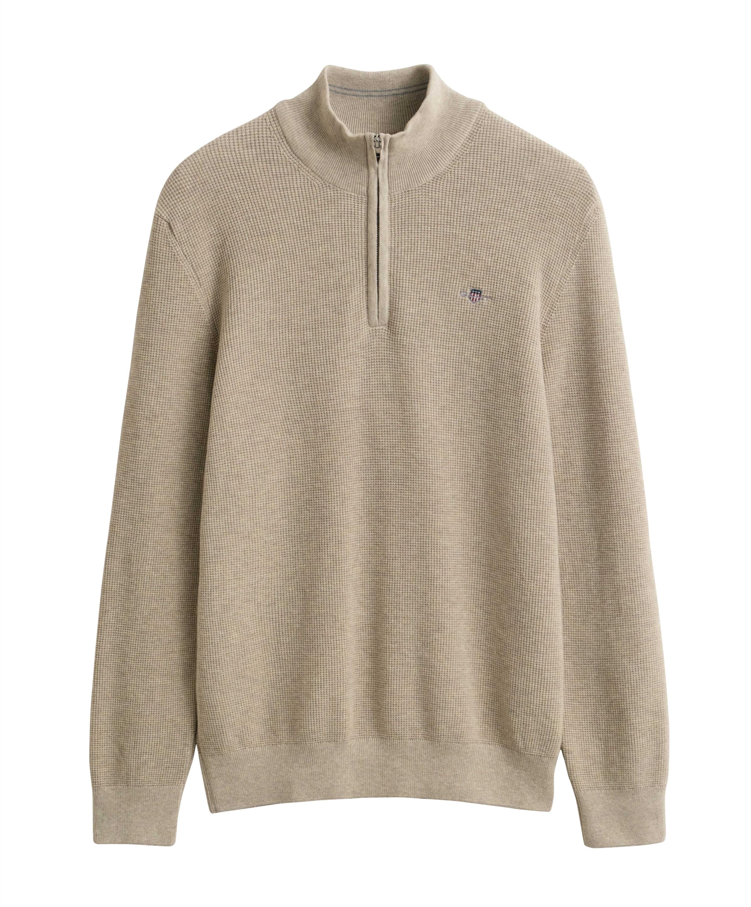 Heren trui met rits beige