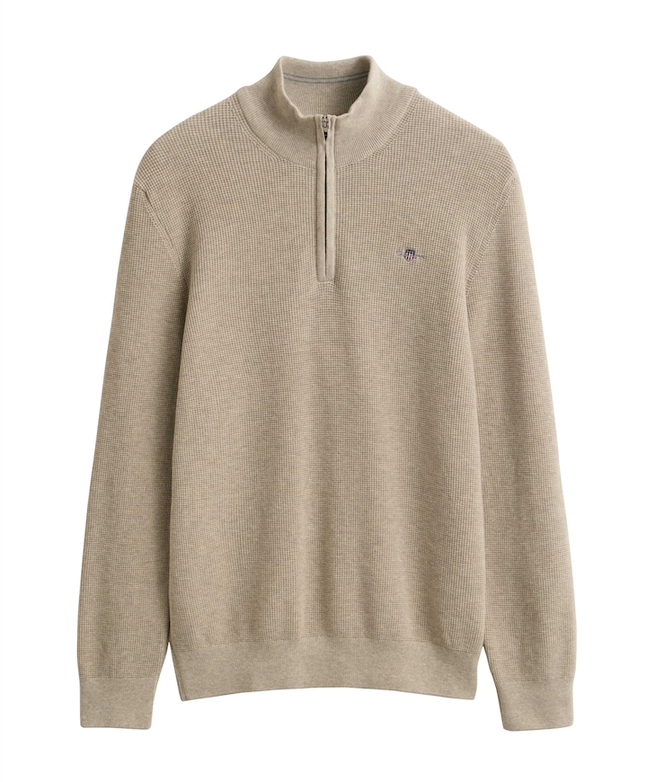 Heren trui met rits beige