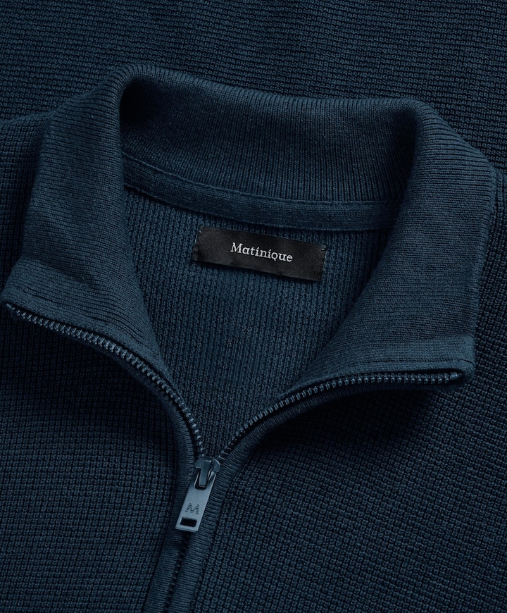 Heren trui met rits blauw