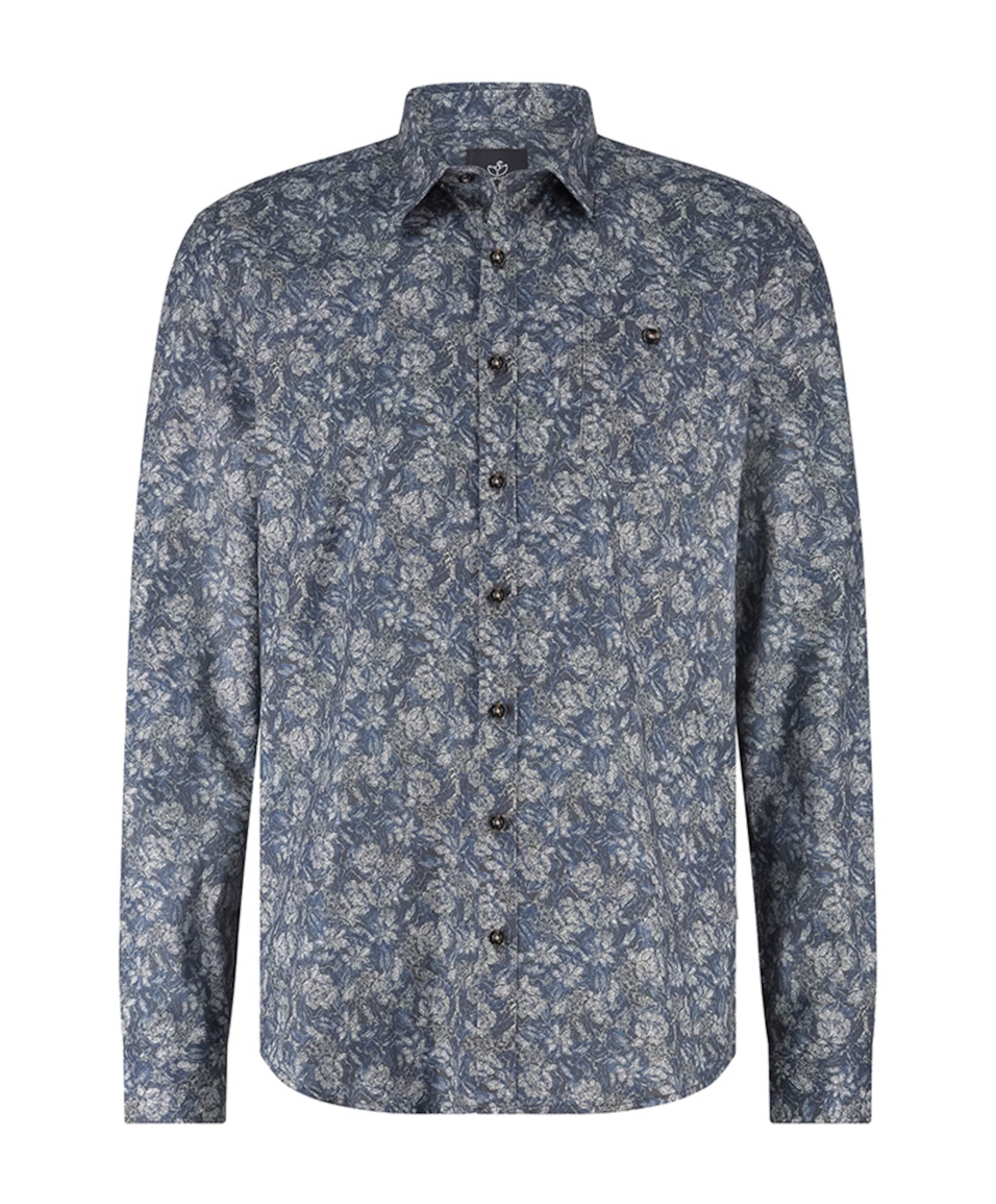 Heren overhemd lange mouw blauw