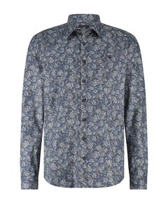 Heren overhemd lange mouw blauw