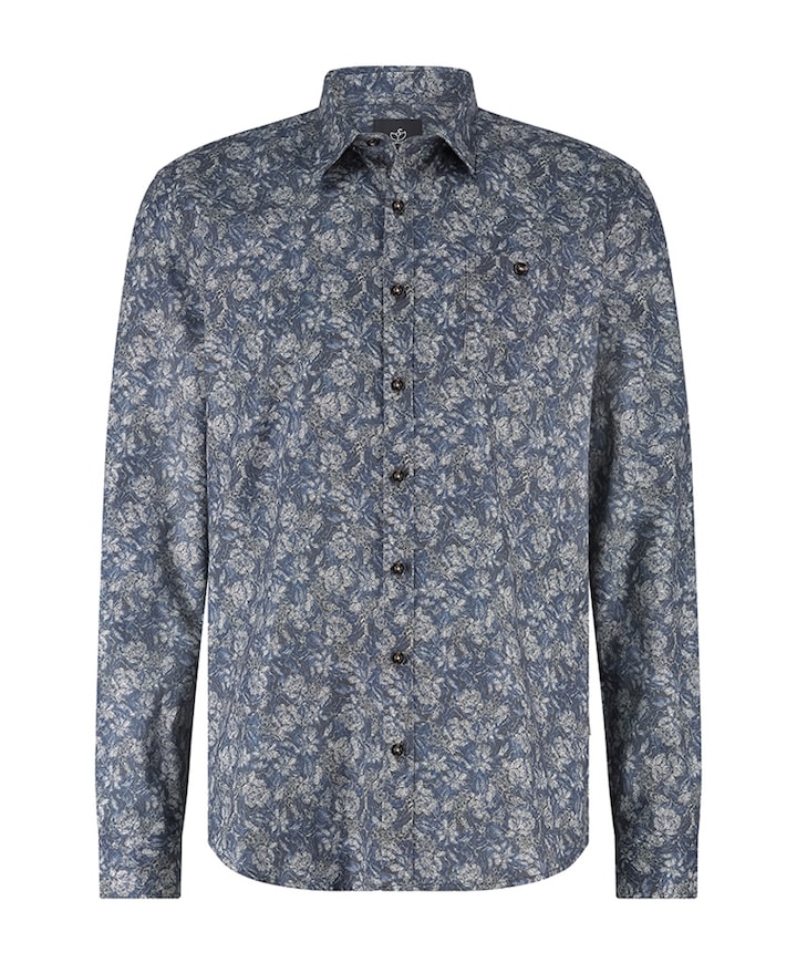 Heren overhemd lange mouw blauw