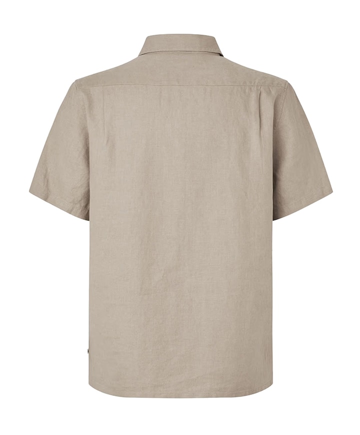 Heren overhemd korte mouw beige