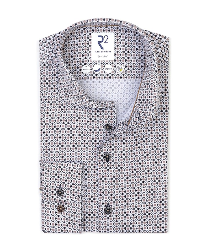 Heren overhemd lange mouw bruin