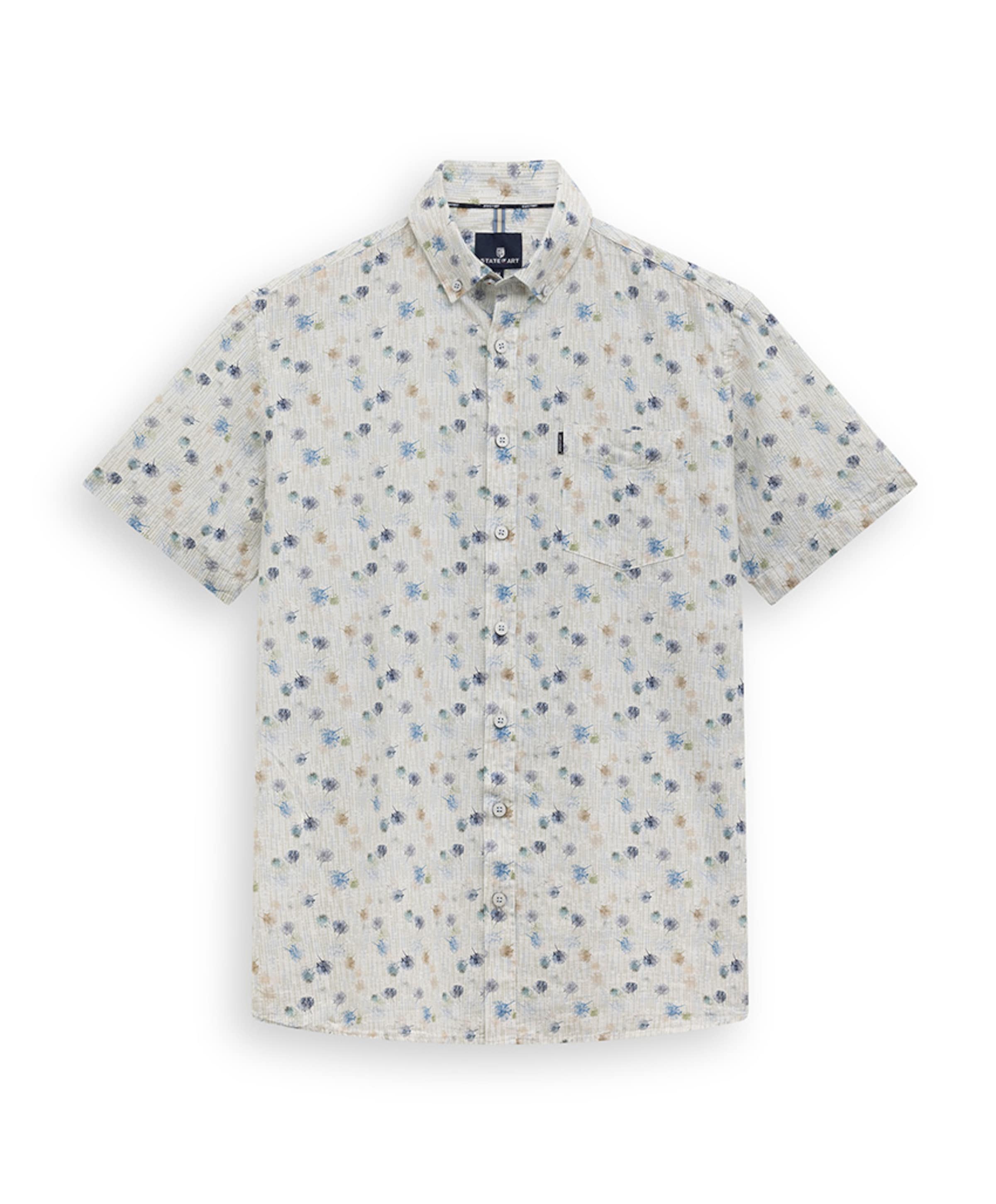 Heren overhemd korte mouw blauw