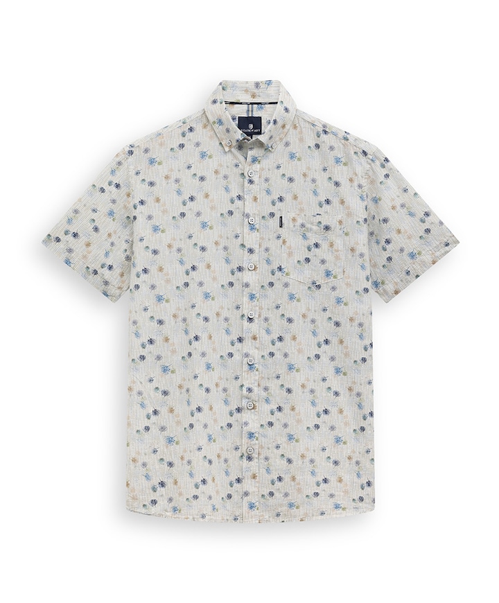 Heren overhemd korte mouw blauw