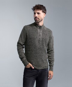 Heren trui met rits grijs