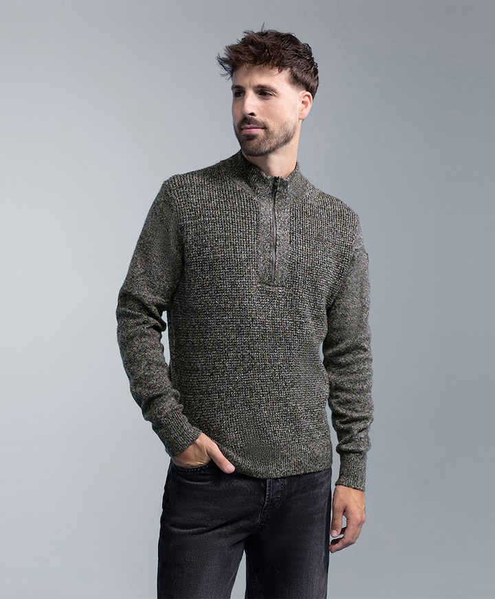 Heren trui met rits grijs