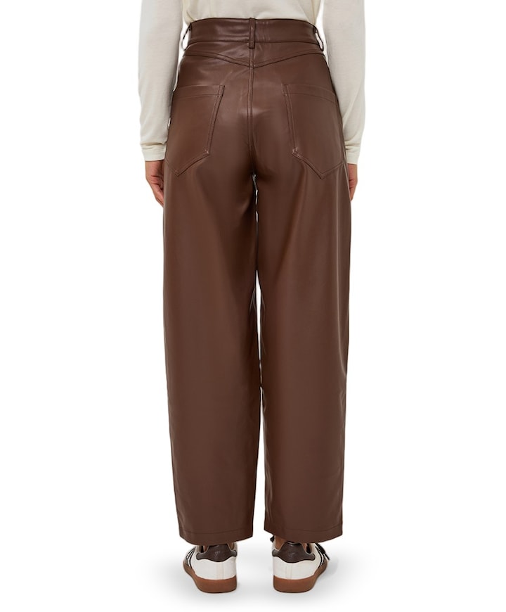 Barrel PU dames broek bruin