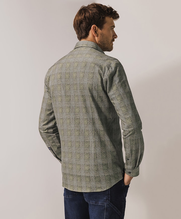 Heren overhemd lange mouw bruin