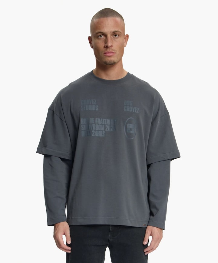 Heren longsleeve grijs