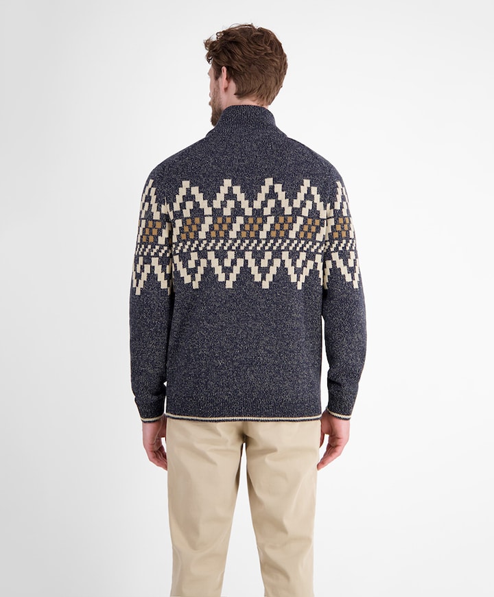 Heren trui met rits blauw