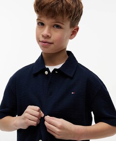 Jongens overhemd korte mouw blauw