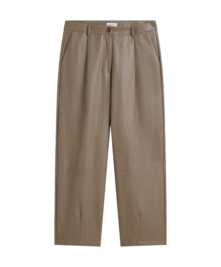 Balloon trouser Soft faux leather dames broek beige
