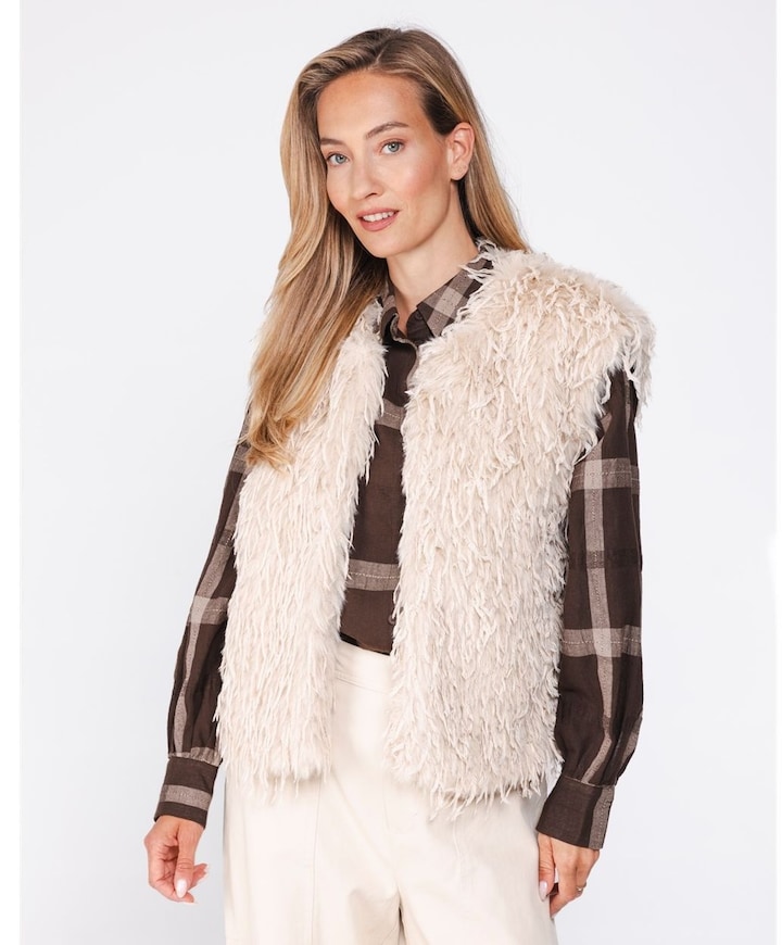Dames gilet beige