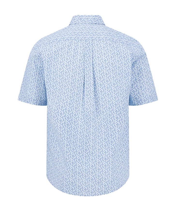 Heren overhemd korte mouw blauw