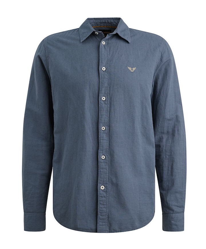 Heren overhemd lange mouw blauw