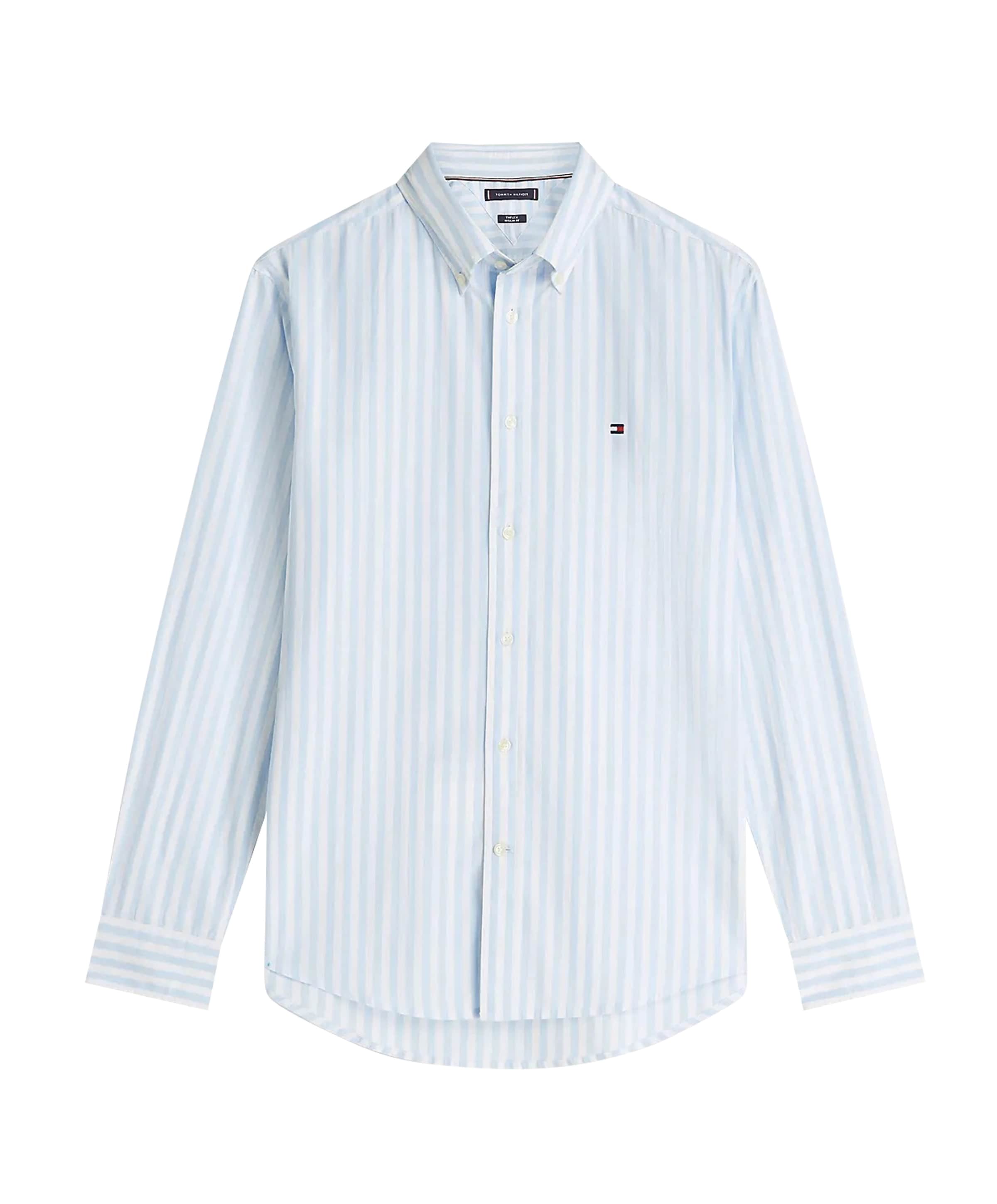 Heren overhemd lange mouw blauw