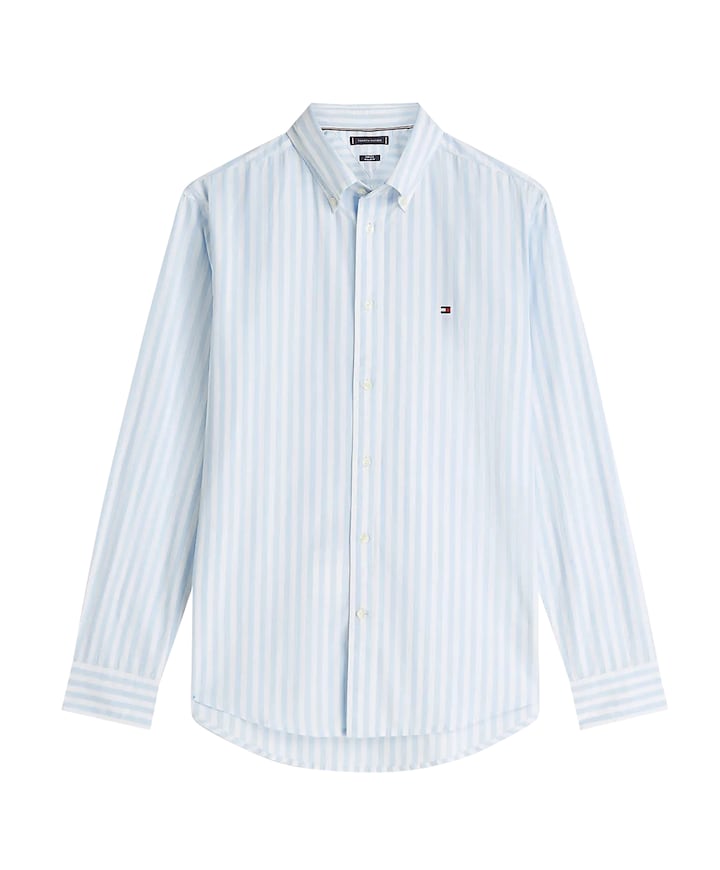 Heren overhemd lange mouw blauw