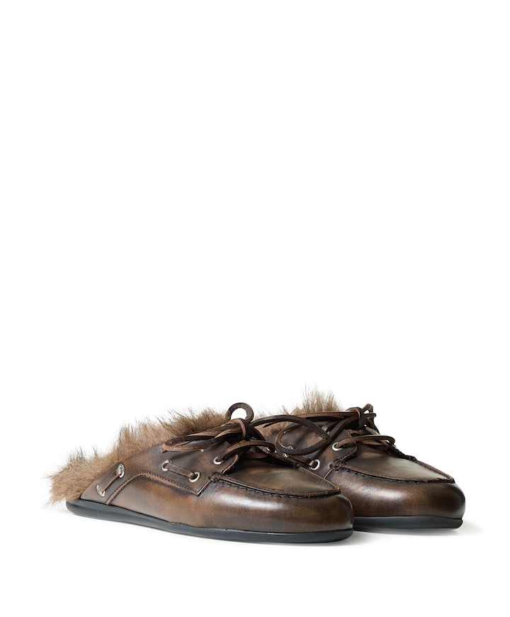 Boat Loafer Mule  dames clogs bruin
