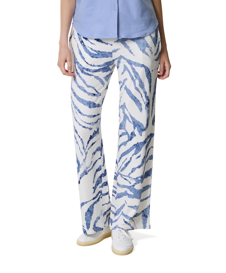 Wide leg allover print dames broek blauw