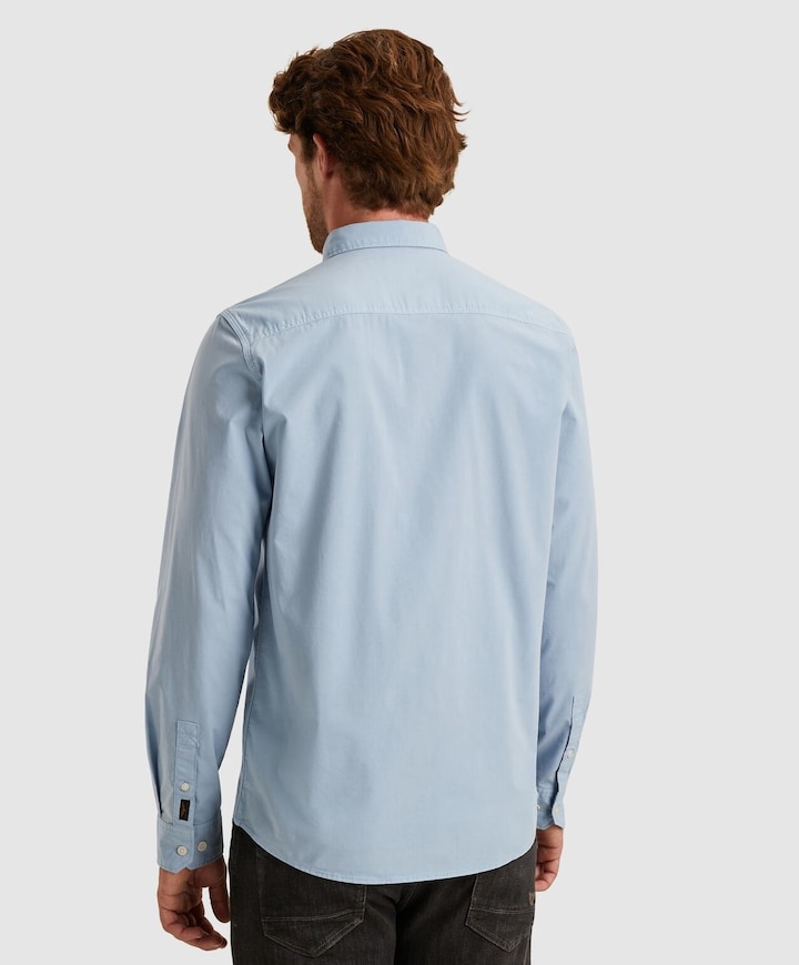 Heren overhemd lange mouw blauw
